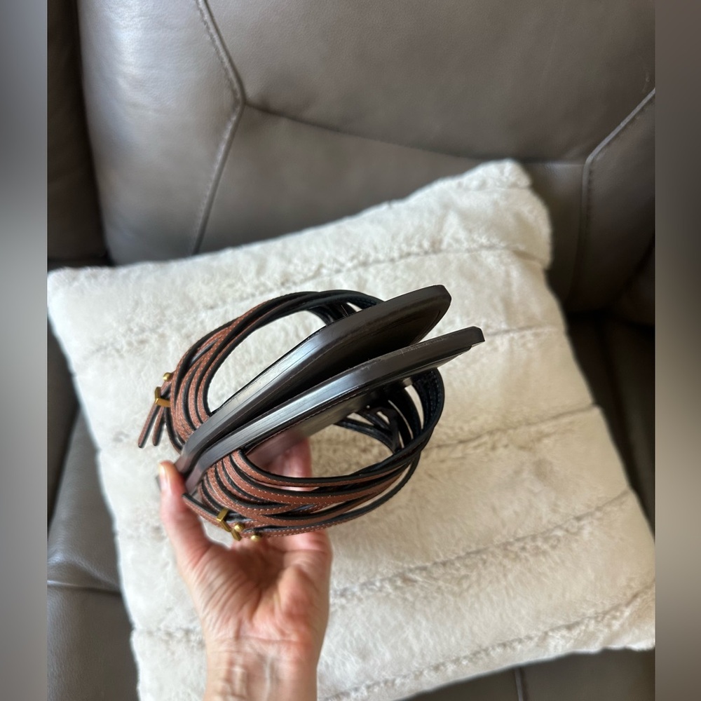 💄Zara leather trending brown/chocolate-toned slide sandals EUR 40 / US 9 - Picture 3 of 6